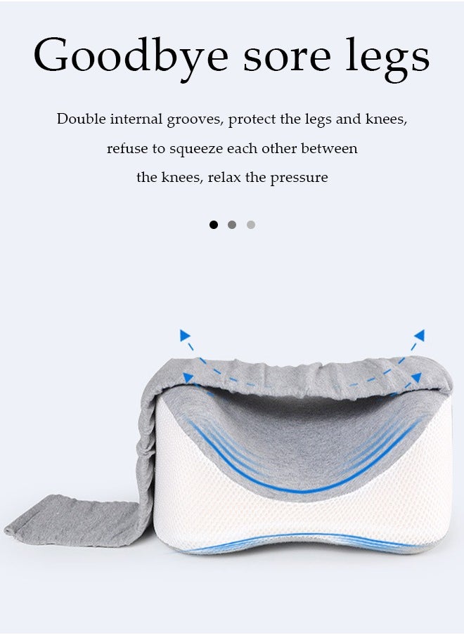 Knee pillow, memory foam leg positioning pillow, leg support pillow,with adjustable elastic belt, suitable for lateral sleeper, 25 * 35 * 13.5cm