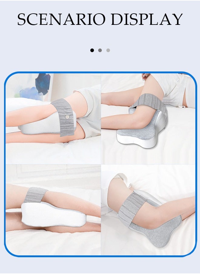 Knee pillow, memory foam leg positioning pillow, leg support pillow,with adjustable elastic belt, suitable for lateral sleeper, 25 * 35 * 13.5cm