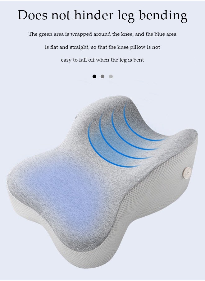 Knee pillow, memory foam leg positioning pillow, leg support pillow,with adjustable elastic belt, suitable for lateral sleeper, 25 * 35 * 13.5cm