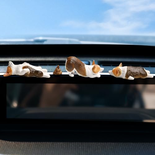 MASHDE Cute Car Accessories Funny Corgi Dog Figurines for Dashboard Rear View Mirror Decorations Mini Resin Dogs for Women Men - Image 1