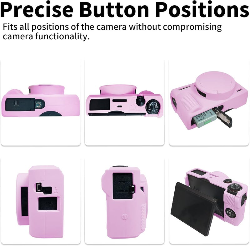 Easy Hood Camera Case for Canon Powershot G7 X Mark III Digital Camera, Soft Silicone Protective Cover with Removable Lens Cover for Canon Powershot G7X Mark III DSLR Camera,Light Pink - Image 4