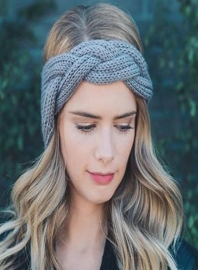Richmen Women Stylish Soft Acrylic Woolen Headband New Cris Cross Bow Earwarmer Crochet Headwrap Hair Band for Spa Casual Ear Warmer Earmuff (Grey) - Image 3