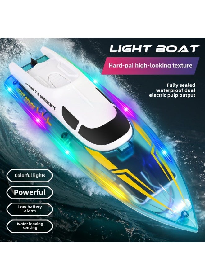 Generic - 918 Light Remote Control Boat 2.4G Remote Control High-speed Boat LED Cool Light Water Sports Toy Boat-Color:Light Version—white And Green - Image 1