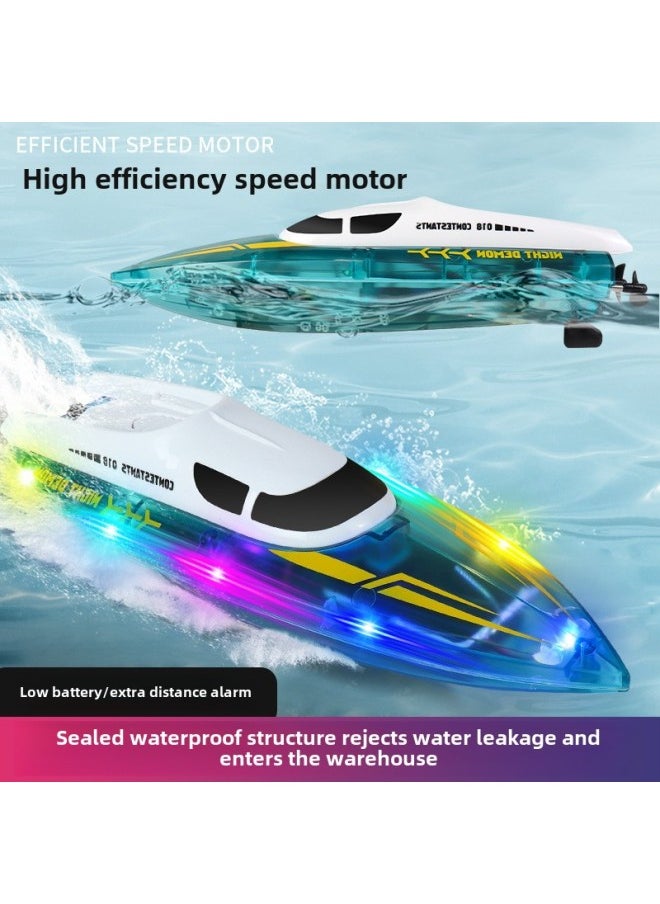 Generic - 918 Light Remote Control Boat 2.4G Remote Control High-speed Boat LED Cool Light Water Sports Toy Boat-Color:Light Version—white And Green - Image 1
