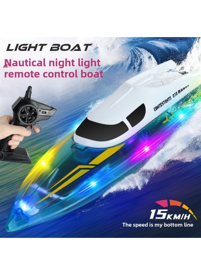 Generic - 918 Light Remote Control Boat 2.4G Remote Control High-speed Boat LED Cool Light Water Sports Toy Boat-Color:Light Version—white And Green - Image 1