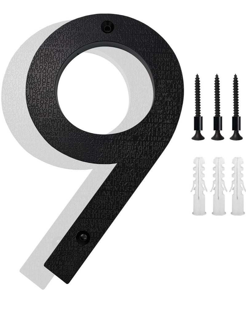 RATSAW 8 inch Floating House Numbers for Outside Large Black Anti-Rust Home Number with Nails Kit and Template Easy to Be Mounted for Exterior House Address Garage Gate Street Farmhouse Number 9 - Image 1