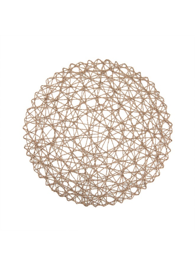 Restaurantware حصائر طاولة الطعام الدائرية من سبين ويف 15 بوصة، مجموعة من 6 حصائر مطبخ دائرية - شبه قابلة للتخلص، مصنوعة يدويًا، حصائر دائرية من الورق الرمادي، متينة، حصائر للطاولات للمناسبات أو حفلات الزفاف - Image 1