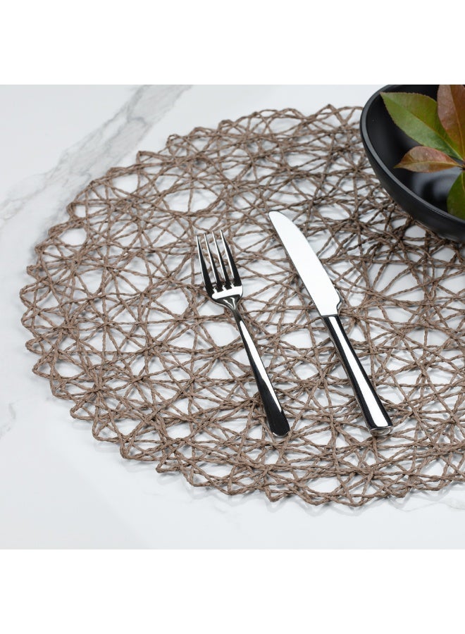 Restaurantware حصائر طاولة الطعام الدائرية من سبين ويف 15 بوصة، مجموعة من 6 حصائر مطبخ دائرية - شبه قابلة للتخلص، مصنوعة يدويًا، حصائر دائرية من الورق الرمادي، متينة، حصائر للطاولات للمناسبات أو حفلات الزفاف - Image 3