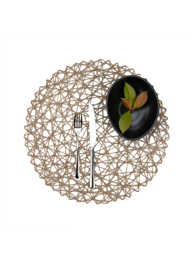 Restaurantware حصائر طاولة الطعام الدائرية من سبين ويف 15 بوصة، مجموعة من 6 حصائر مطبخ دائرية - شبه قابلة للتخلص، مصنوعة يدويًا، حصائر دائرية من الورق الرمادي، متينة، حصائر للطاولات للمناسبات أو حفلات الزفاف - Image 2