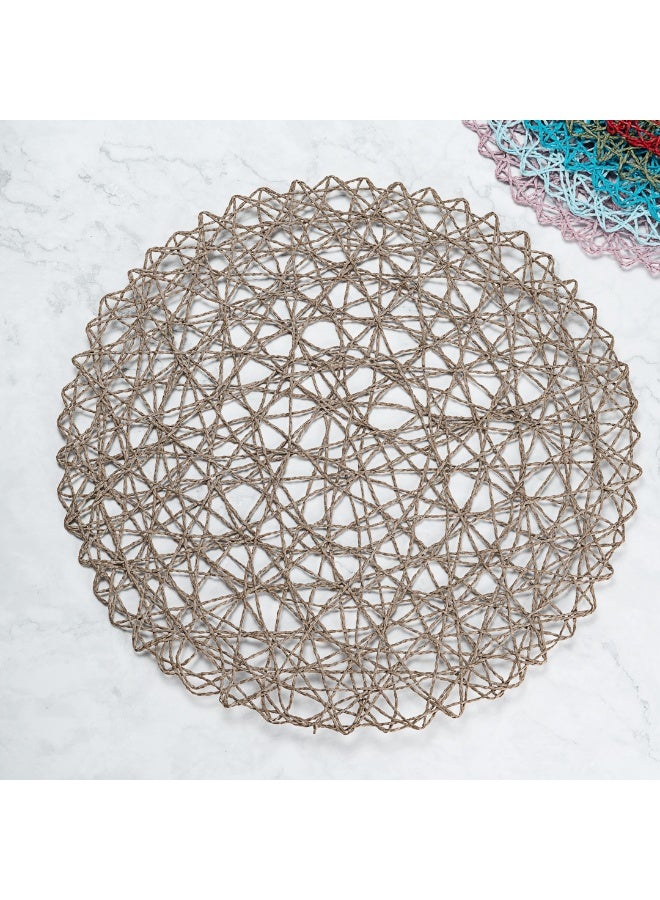 Restaurantware حصائر طاولة الطعام الدائرية من سبين ويف 15 بوصة، مجموعة من 6 حصائر مطبخ دائرية - شبه قابلة للتخلص، مصنوعة يدويًا، حصائر دائرية من الورق الرمادي، متينة، حصائر للطاولات للمناسبات أو حفلات الزفاف - Image 4