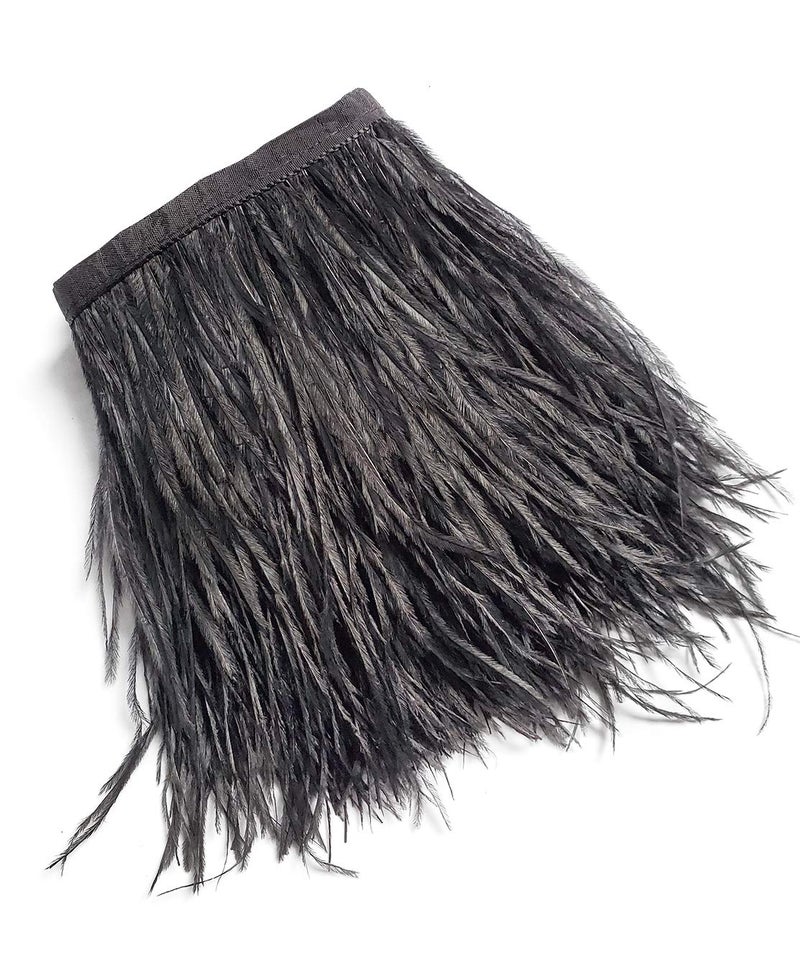 Happy feather 2 Yards 56inch Black Ostrich Feathers Trim Fringe for DIY Dress Sewing Crafts Costumes Decoration