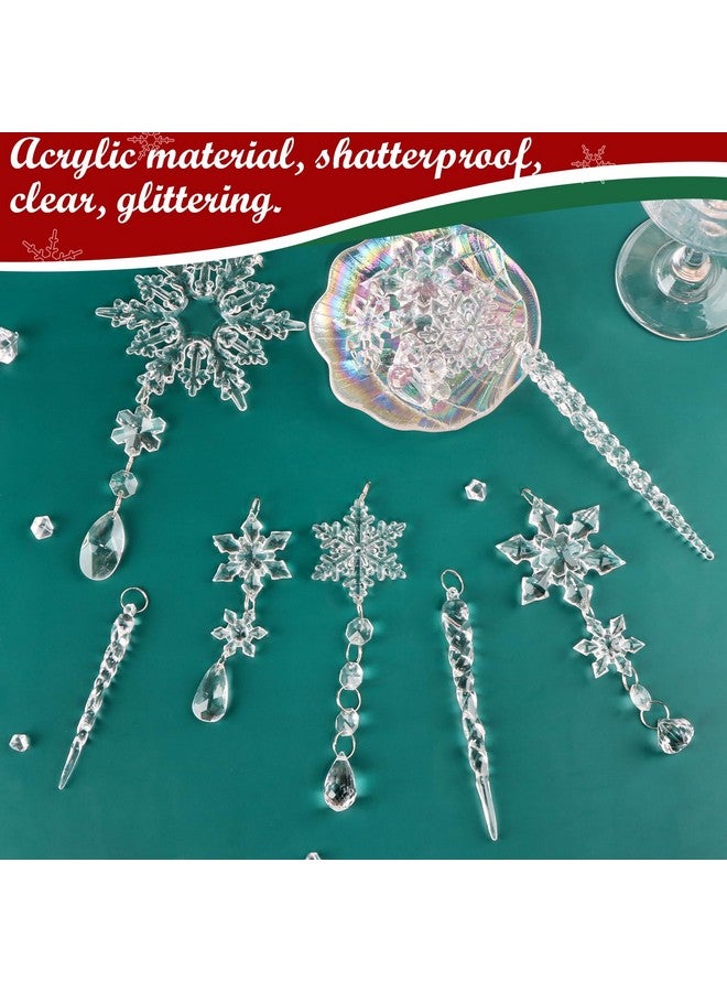 MagicSky 20 Pack Crystal Christmas Ornaments for Tree Decorations, Magicsky Acrylic Snowflake & Icicle & Drop Pendants for Winter Wonderland Santa, Hanging Ornament for Xmas New Year Party DIY Décor Supplies - Image 5