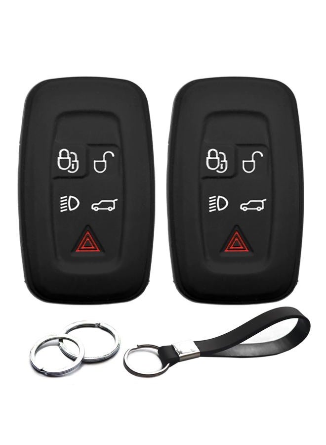 INFIPAR 2pcs Compatible with Land Rover Smart 5 Buttons Silicone FOB Key Case Cover Protector Keyless Remote Holder for 2010-2015 Land Rover LR4, 2010-2017 Range Rover / Sport, 2012-2017 Range Rover Evoque - Image 1