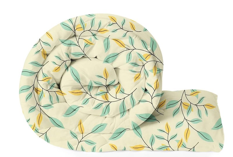 BSB HOME BSB HOME Style Super Soft Glace Cotton King Size AC Comforter Wedding Gift Set (with Bag) for Double Bed with 1 Flat Bedsheet and 2 Pillow Cover Pastel Colours Beige & Green (4PC Comforter Set)  - Image 2