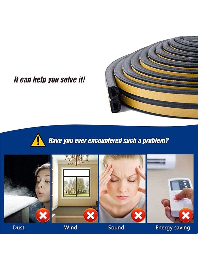 Door  Window Weather Stripping, Soundproof Insulation Seal Strip with Self-Adhesive Rubber Collision Protection, 16.5 Ft (Black) - Image 2