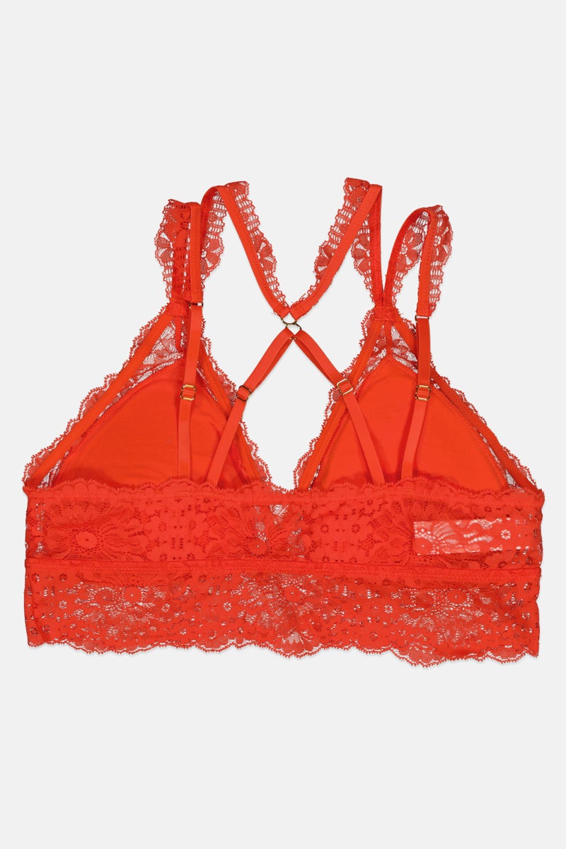 Aerie Women Padded Textured Bra, Orange - Image 2