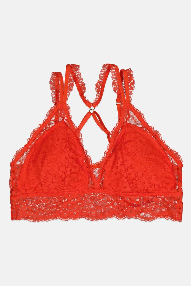 Aerie Women Padded Textured Bra, Orange - Image 1