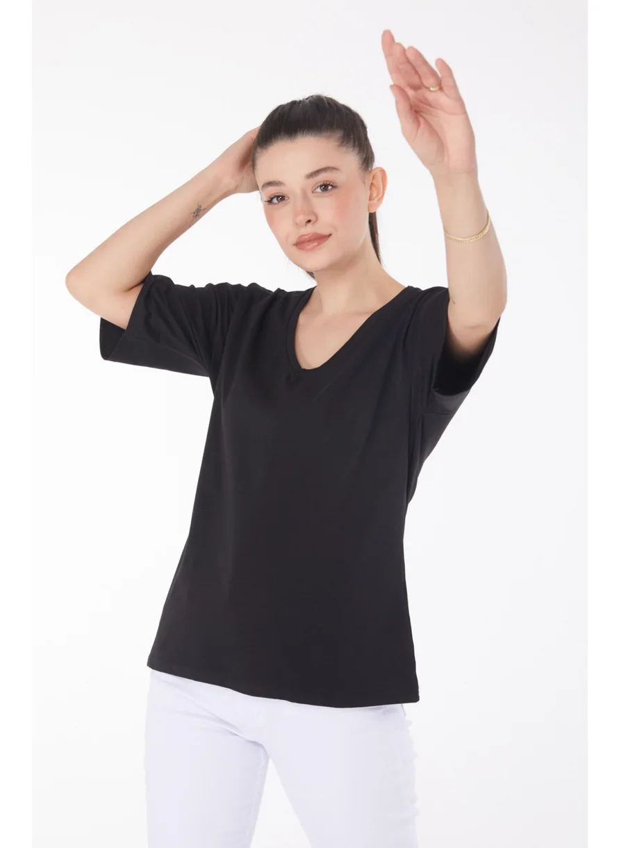 Tofisa Plain Mid Women's Black T-Shirt - 25848