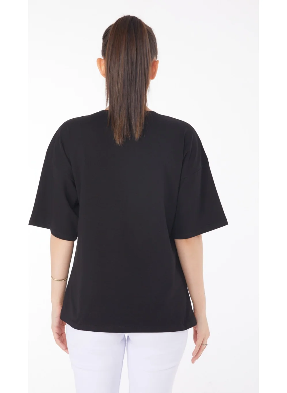 Tofisa Plain Mid Women's Black T-Shirt - 25848