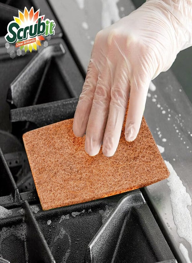 SCRUBIT 100 Pack Natural Scouring Pads - Heavy Duty Scrubbing Pads for Dishes - Non-Scratch - Reusable - Natural, Eco-Friendly, Biodegradable Sisal Brown Sponges for Dishes, Compostable - Image 4