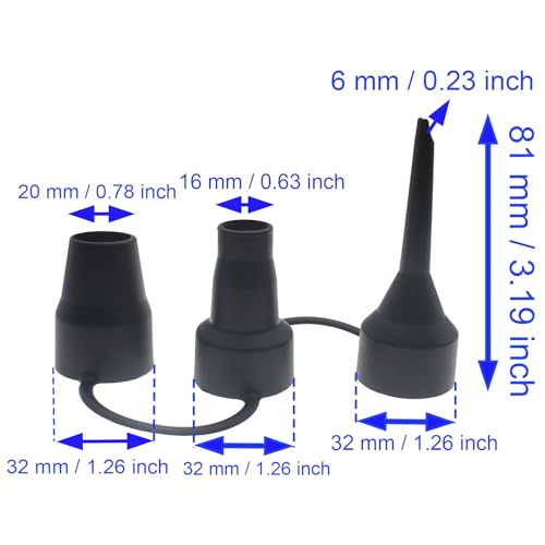 LBTODH 2 PCS Air Pump Nozzles 3 Sizes Plastic Inflatable Pump Nozzles Head Black Air Pump Accessory for Most Air Pumps - Image 2