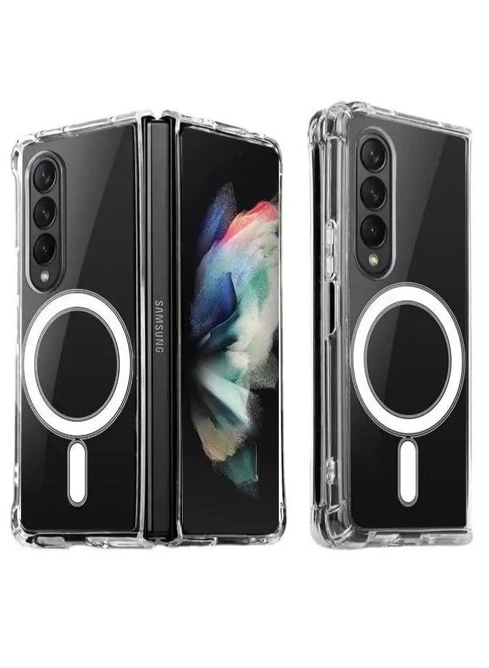 Magnetic Clear Case for Samsung Galaxy Z Fold 3, Compatible with MagSafe Card Wallet and Wireless Charger, Transparent Shockproof and Drop-Proof Hard PC Phone Cover - Image 1