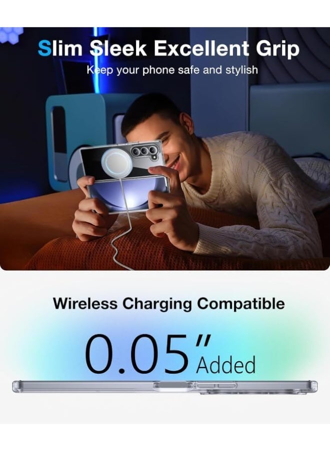 Magnetic Clear Case for Samsung Galaxy Z Fold 3, Compatible with MagSafe Card Wallet and Wireless Charger, Transparent Shockproof and Drop-Proof Hard PC Phone Cover - Image 4