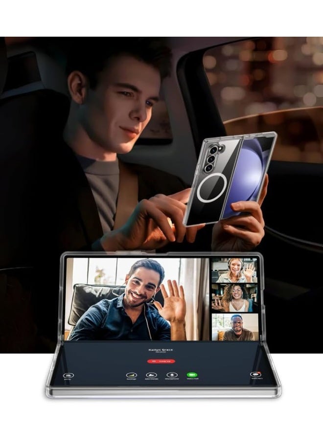 Magnetic Clear Case for Samsung Galaxy Z Fold 3, Compatible with MagSafe Card Wallet and Wireless Charger, Transparent Shockproof and Drop-Proof Hard PC Phone Cover - Image 2