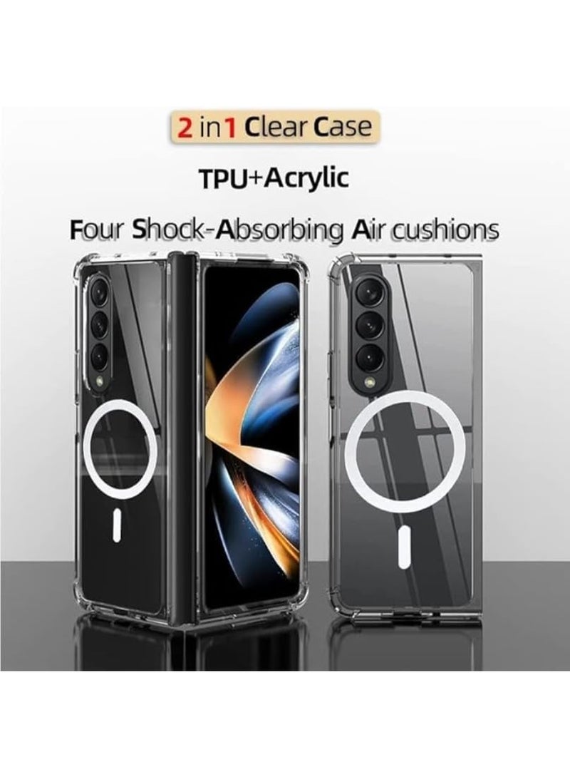 Magnetic Clear Case for Samsung Galaxy Z Fold 3, Compatible with MagSafe Card Wallet and Wireless Charger, Transparent Shockproof and Drop-Proof Hard PC Phone Cover - Image 3