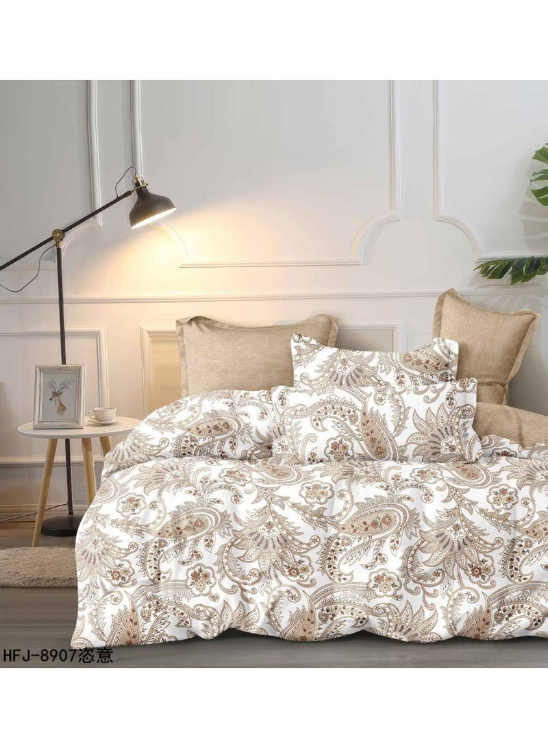 Single Size 4-Piece Cotton Bed Set – Duvet Cover 160x210 cm, Fitted Sheet 120x200+25 cm & 2 Pillow Covers – Soft Comfortable Bedding