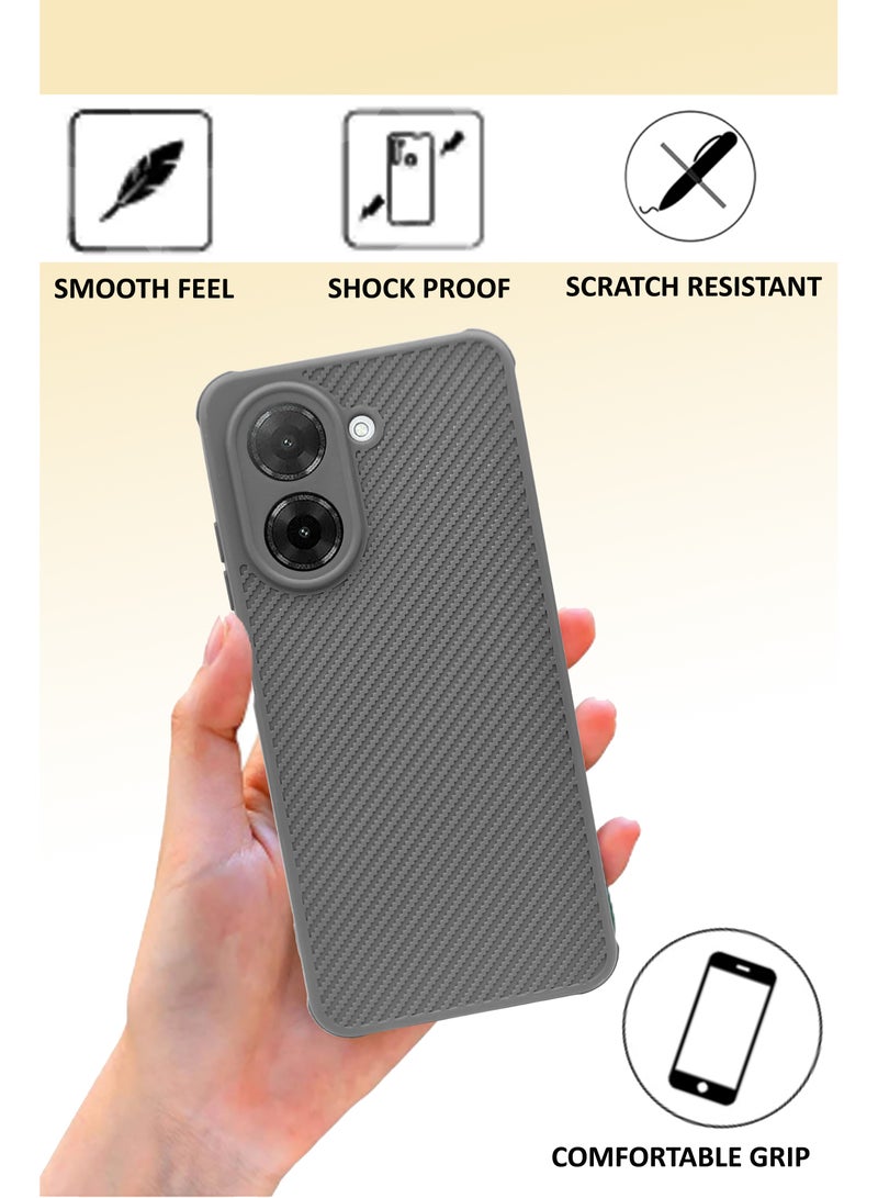 NAFCO Self Designed Grippy Silicone Back Cover With Corner Protection Compitable For Redmi A5 - Grey - Image 2