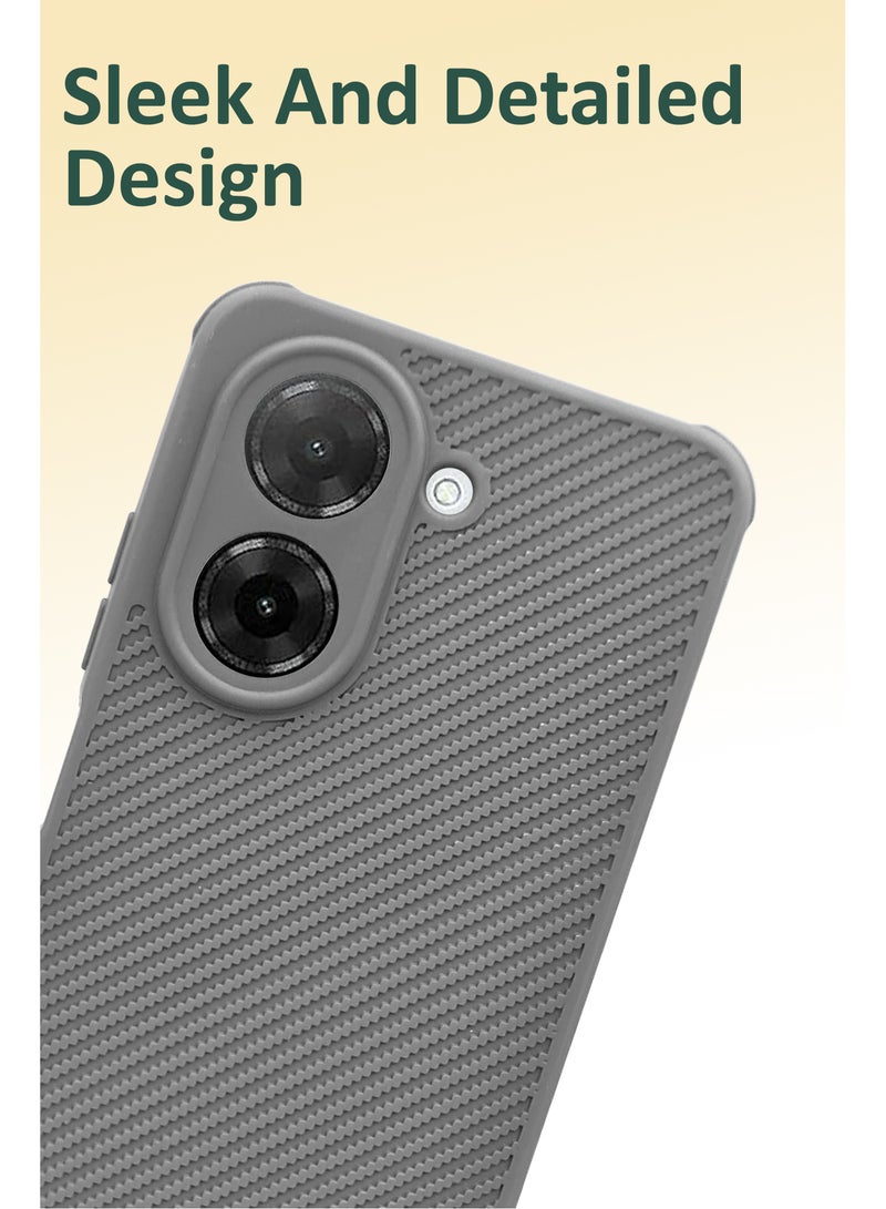 NAFCO Self Designed Grippy Silicone Back Cover With Corner Protection Compitable For Redmi A5 - Grey - Image 3