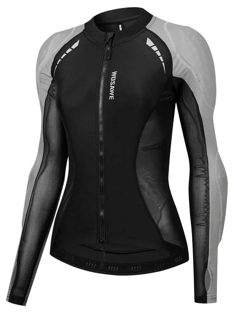 WOSAWE Mesh Motorcycle Jacket Women Padded Motorcycle Shirt with Back Pads Summer Sport Bike Gear Grey M - Image 2