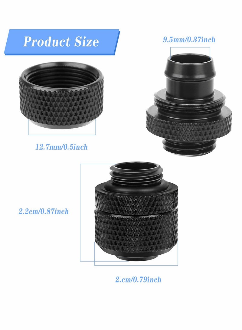 Water Cooling Compression Fitting, G1/4inch Threaded Soft Tube Two-Touch Connector, PC Water Cooling System Tube Connector for 9.5mm ID and 12.7mm OD Thin Tubing (4 Pcs) - Image 5