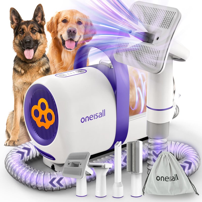 oneisall Dog Grooming Vacuum Kits 15000Pa Shedding Brush with Grooming Tools 3 Suction Low Noise Pet Grooming Vacuum for Thick and Undercoat 15L Dust Cup Dog Hair Vacuum Home Cleaning LM5