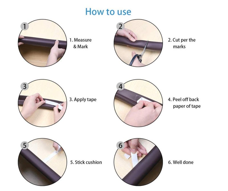 pepplo Baby Proofing Edge and Corner Guard Protector Set – 6.5 Feet, Safety Bumpers - Child Proof Furniture and Tables (Brown) - Image 5