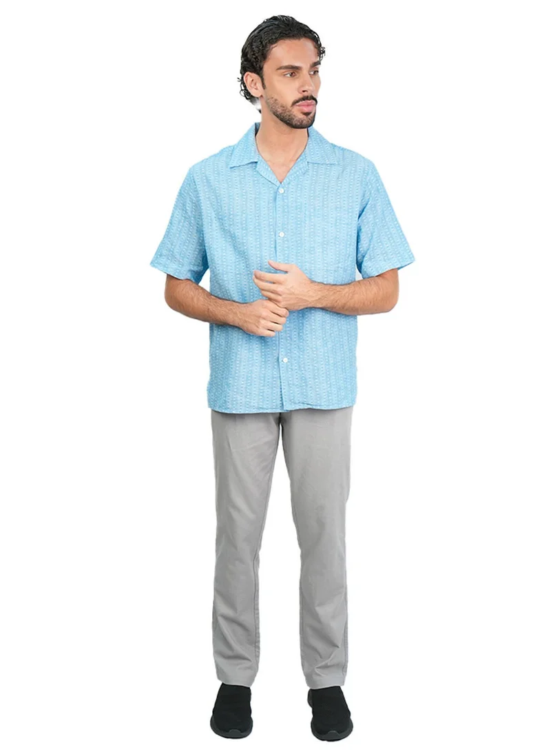 جيوردانو Men’s Relaxed Linen Cotton Short Sleeve Button Shirt