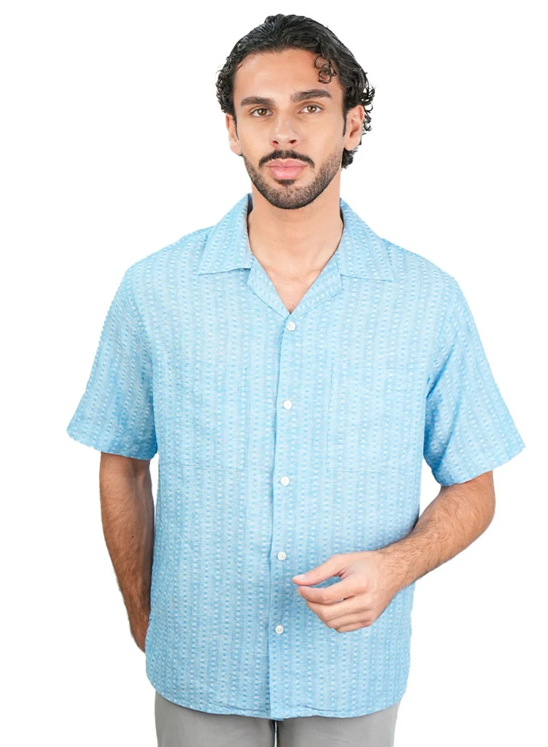 جيوردانو Men’s Relaxed Linen Cotton Short Sleeve Button Shirt