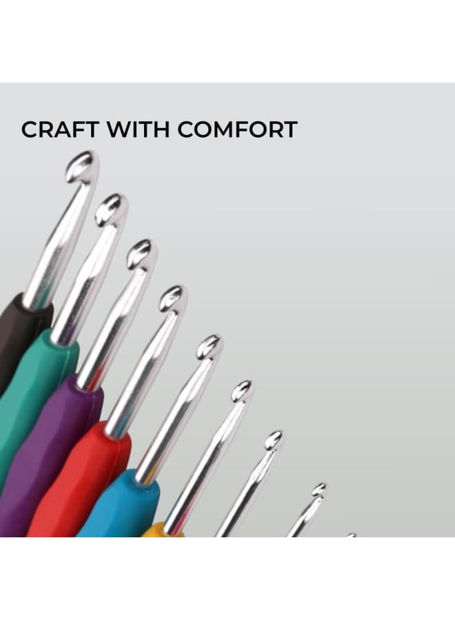 Crochet Hooks Set 9pcs Aluminium Soft Grip Rubber Handle Needles with 12 Knitting Crochet Locking Stitch Markers 2mm 2.5mm 3mm 3.5mm 4mm 4.5mm 5mm 5.5mm 6mm - Image 5