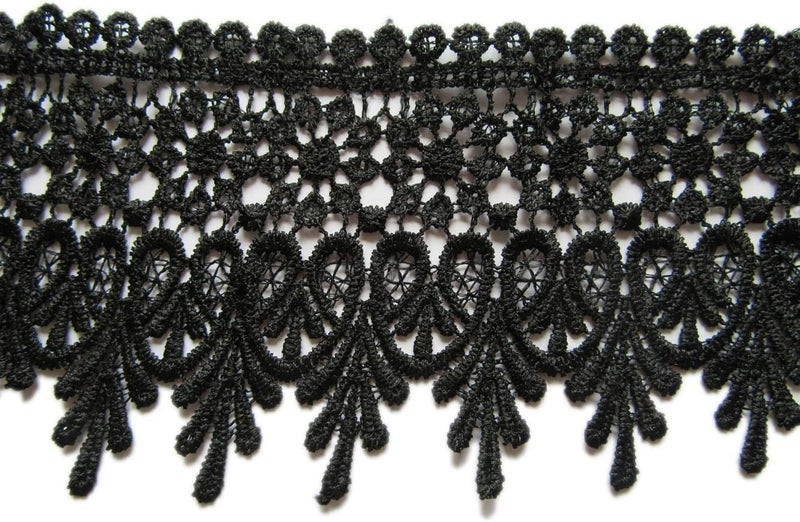 5 Yards Black Lace Edge Trim Wedding Applique DIY Sewing Crafts(Width:3.5")