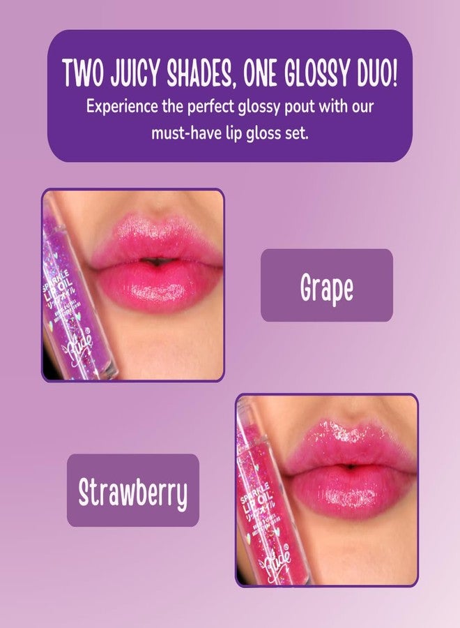 Rude زيت شفاه RUDE Cosmetics للنساء، مجموعة زيت لامع مرطب، خفيف الوزن ومغذي، عناية مرطبة مع لمسة لامعة، مثالي للعناية أثناء التنقل، مجموعة مانغا/فراولة وعنب - Image 3