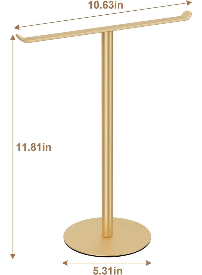 Gold Hand Towel Stand, T-Shape Hand Towel Holder for Bathroom, Display Fingertip Towel Holder Organizer and Bathroom Towel Racks,Kitchen Towel Rack - Image 3