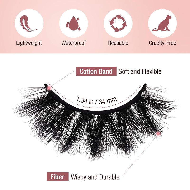 7 Pairs False Eyelashes Pack Full Natural Look Lashes Reusable Soft Makeup Extensions for Women Comfortable Charming Eye Enhancer - Image 5