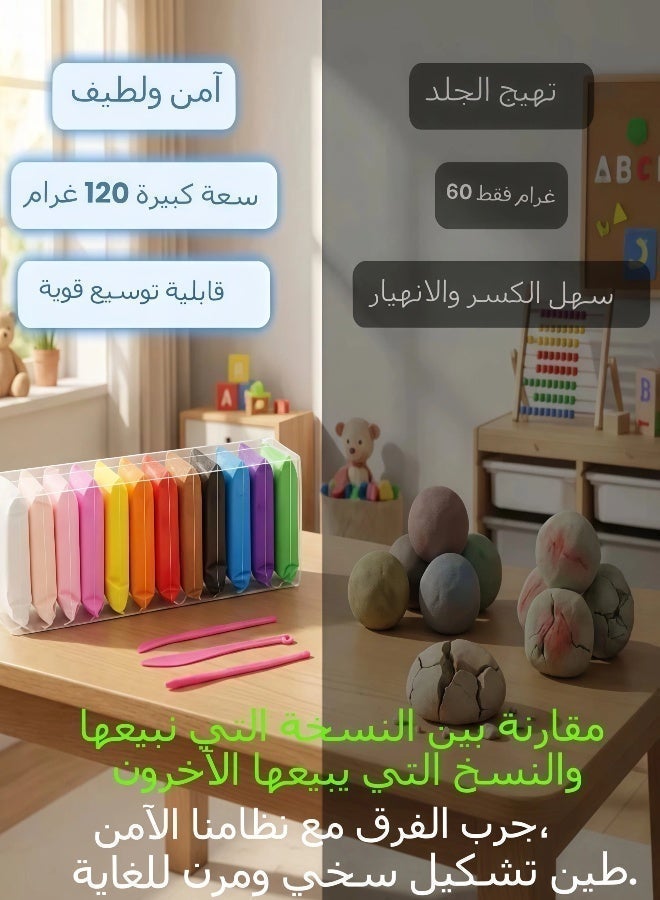 مجموعة ألعاب صلصال زغبي منفوش ومتنوع مكونة من 12 قطعة - view 3