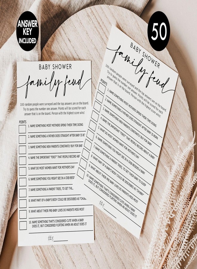 All-Ewired-Up All Ewired Up 50 Baby Shower Family Feud (50-Cards) Fun Baby Shower Game Activity, Gender Neutral Boy or Girl, Minimalist Script - Image 3