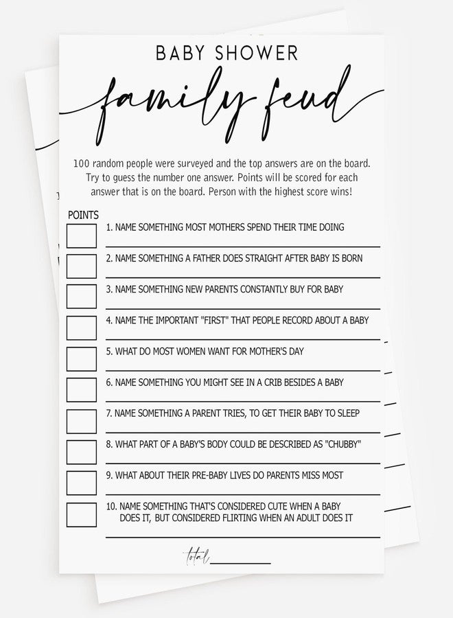 All-Ewired-Up All Ewired Up 50 Baby Shower Family Feud (50-Cards) Fun Baby Shower Game Activity, Gender Neutral Boy or Girl, Minimalist Script - Image 1