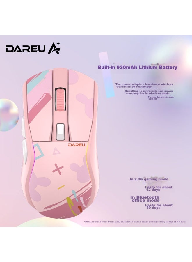 Daryo Dareu A950 Candy Pink, Suitable For Medium To Large Hands, Wireless 2.4g Wired Bluetooth Tri-mode, E-sports Gaming Mouse, Lightweight, Kbs2.0, Weight-sensing, Rgb, Rechargeable With Base - Image 3