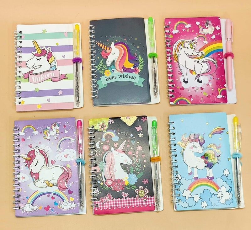 Tera13 Return Gifts BT21 Diary for Girls & Boys - Kids Notebook (6 pcs) - Cartoon Pen Birthday Gift Set, Multicolor - Image 1