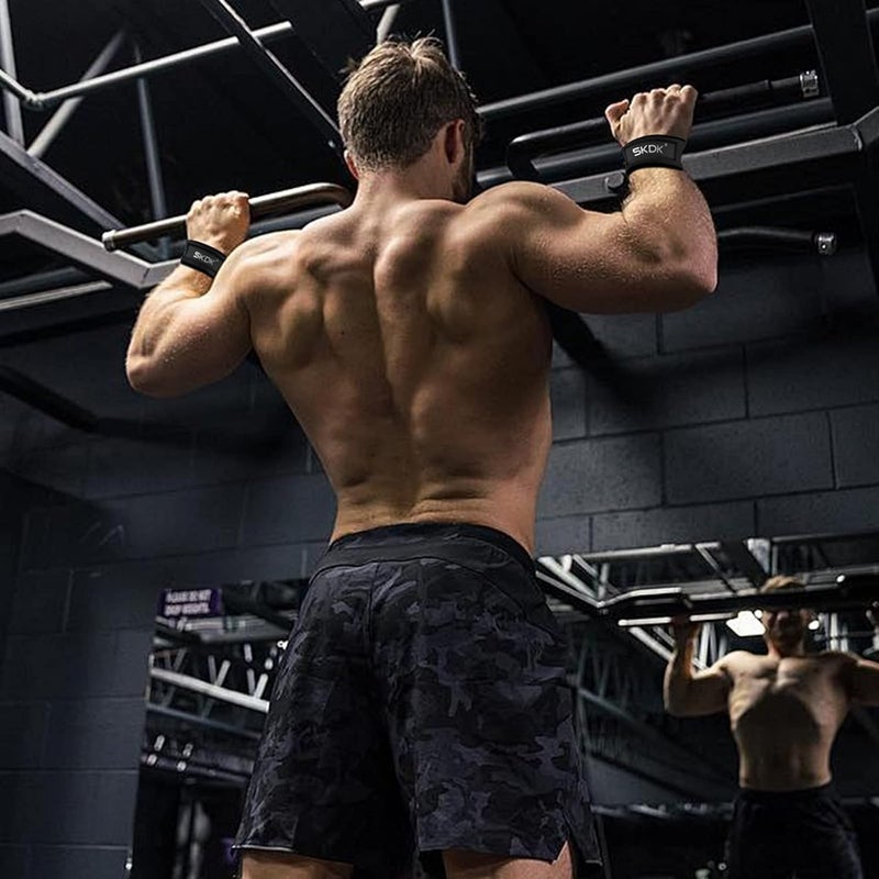 SKDK Lifting Straps Deadlift Gym Wrist Straps Weightlifting with Neoprene Cushioned Wrist Padded and Anti-Skid Silicone - for Weightlifting, Bodybuilding - Black - Image 4