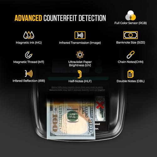 KOLIBRI Bishop Automatic Counterfeit Bill Detector Machine with 5 Advanced Counterfeit Detection Checks UV/MG/IR/Size/RGB - Fake Money Detector, LCD Screen, Easy to Use, Compact and Lightweight - Image 2